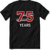 75 Years - Feest kado T-Shirt Heren / Dames - Rood / Grijs - Perfect Verjaardag Cadeau Shirt - grappige Spreuken, Zinnen en Teksten. Maat XL