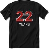 22 Years - Feest kado T-Shirt Heren / Dames - Rood / Grijs - Perfect Verjaardag Cadeau Shirt - grappige Spreuken, Zinnen en Teksten. Maat XXL