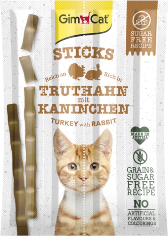 Gimcat Sticks - Kattensnack - Kalkoen Konijn 20 g 4 stuks
