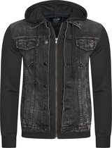 Spijkerjack Heren - Spijkerjas Heren - Stretch met Capuchon - Zwart - Maat: M