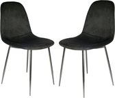 Eetkamerstoelen Kuipstoel corduroy - Zwart Velvet eetkamerstoel - Fluweel stoel Velvet stoelen - Eetkamerstoelen - Eettafel stoelen