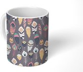 Mok - Koffiemok - Patroon - Veren - Vogel - Mokken - 350 ML - Beker - Koffiemokken - Theemok