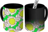 Magische Mok - Foto op Warmte Mokken - Koffiemok - Patronen - Bloemen - Groen - Magic Mok - Beker - 350 ML - Theemok