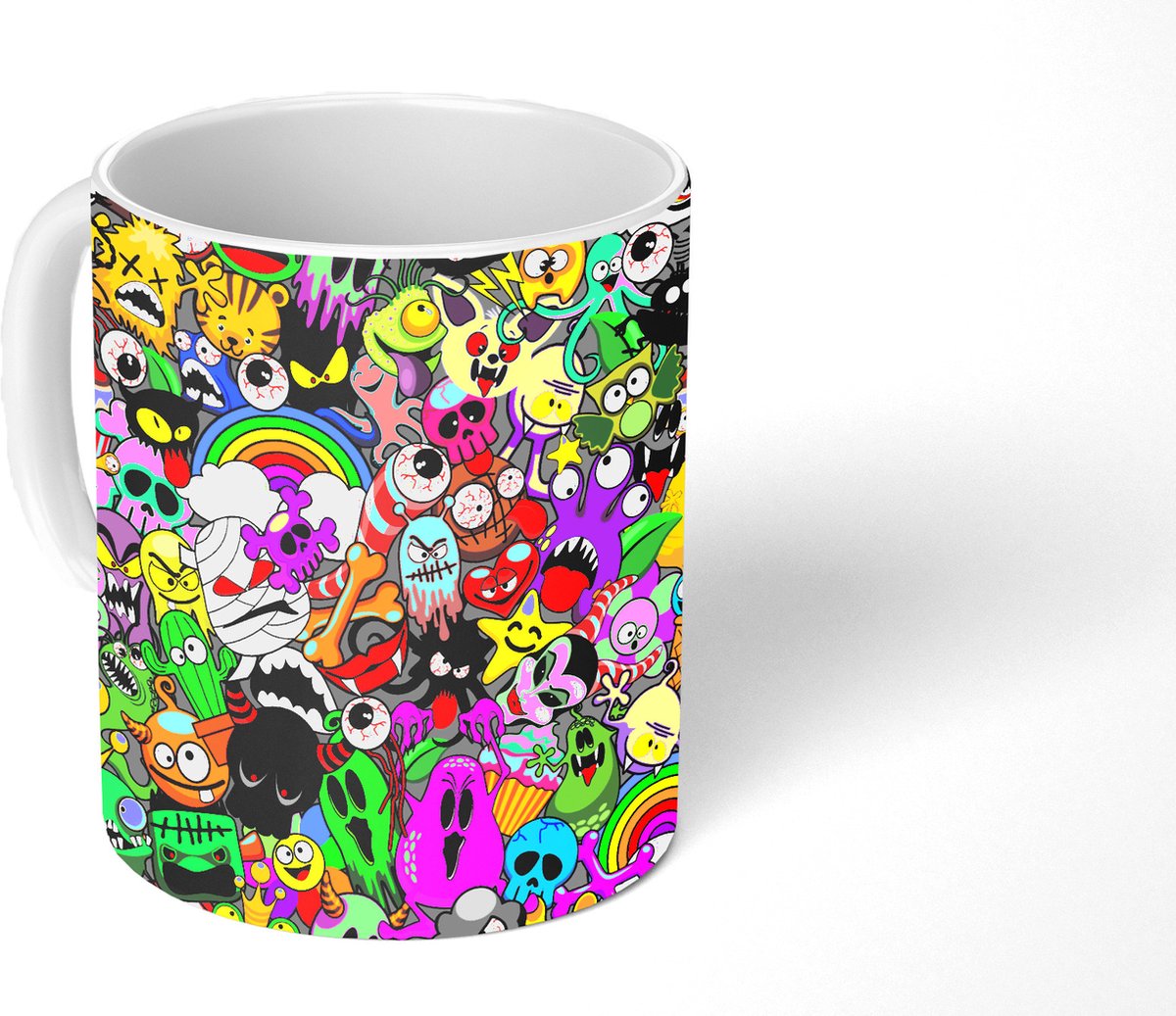 Mok - Koffiemok - Tieners - Monster - Doodle - Patronen - Mokken - 350 ML - Beker - Koffiemokken - Theemok