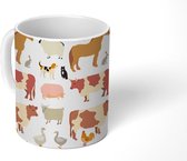 Mok - Koffiemok - Dieren - Boerderij - Patronen - Mokken - 350 ML - Beker - Koffiemokken - Theemok