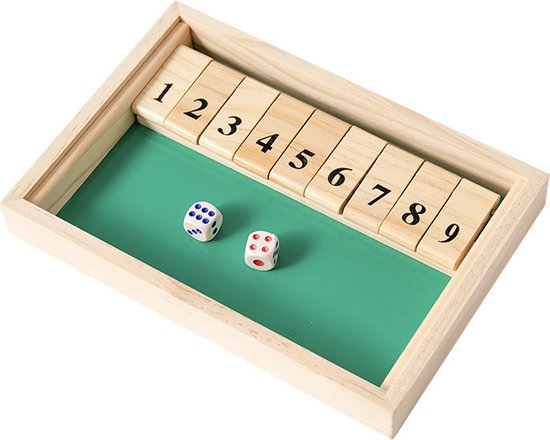 Thumbnail van een extra afbeelding van het spel Shut the Box 1-4 spelers Houtenspel