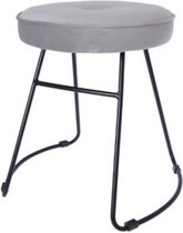 kruk 43 x 47 x 46 cm fluweel/staal zwart/grijs