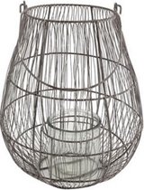 windlicht Daire L 16 x 30 cm staal grijs
