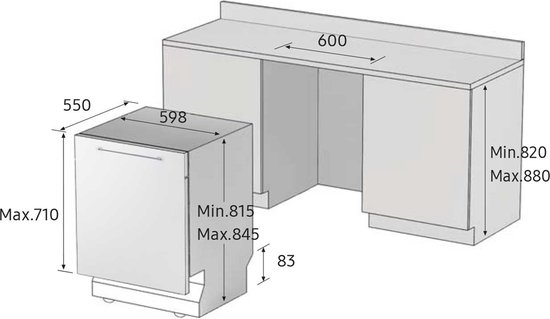 Samsung Inbouw Vaatwasser DW60A6082BB - Auto Open Drogen - Hygiëne Care