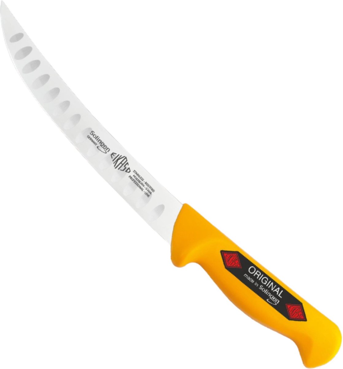 Eikaso Solingen Vleesmes met Kuilen – Semi Flexibel – 21 cm Lemmet – Geel