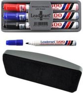 whiteboardmarkers met borstel zwart/blauw/rood 5-delig