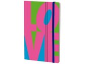 notitieboek Fluo Love 21 x 13 cm karton/papier roze