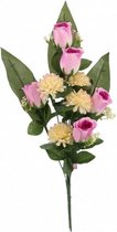 kunstbloemen 53 cm roze/wit