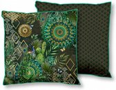 gevuld kussen botalia 48 x 48 cm polyester groen