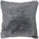 kussen Shaggy 40 x 40 cm textiel antraciet