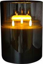 ledkaars 1,5V 15 x 20 cm glas smoke