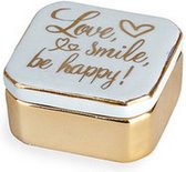 ringhouder Love 13 x 18 cm porselein blauw/goud