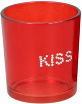 valentijnskaars in glas 'kiss' rood 9-delig