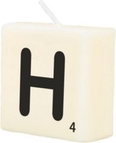 kaars Scrabble letter H wax 2 x 4 cm zwart/wit