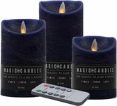 led-kaarsen remote 15 cm wax donkerblauw 4-delig