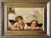 De engeltjes van Rafaël - cherubijnen Raphael - reproductie - kunst in het klein - ingelijst 20x15cm