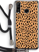 Case Company® - Huawei P30 Lite hoesje met Koord - Panter - Telefoonhoesje met Zwart Koord - Bescherming aan alle Kanten en Over de Schermrand
