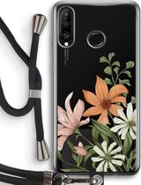 Case Company® - Huawei P30 Lite hoesje met Koord - Floral bouquet - Telefoonhoesje met Zwart Koord - Bescherming aan alle Kanten en Over de Schermrand