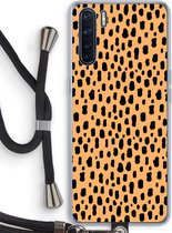 Case Company® - Oppo A91 hoesje met Koord - Panter - Telefoonhoesje met Zwart Koord - Bescherming aan alle Kanten en Over de Schermrand