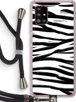 Case Company® - Samsung Galaxy A51 5G hoesje met Koord - Zebra pattern - Telefoonhoesje met Zwart Koord - Bescherming aan alle Kanten en Over de Schermrand