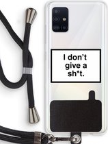 Case Company® - Samsung Galaxy A51 4G hoesje met Koord - Don't give a shit - Telefoonhoesje met Zwart Koord - Bescherming aan alle Kanten en Over de Schermrand