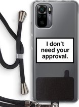 Case Company® - Xiaomi Redmi Note 10 Pro hoesje met Koord - Don't need approval - Telefoonhoesje met Zwart Koord - Bescherming aan alle Kanten en Over de Schermrand