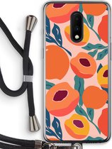 Case Company® - OnePlus 7 hoesje met Koord - Perzik - Telefoonhoesje met Zwart Koord - Bescherming aan alle Kanten en Over de Schermrand
