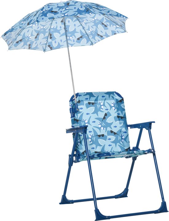 Outsunny Kinder campingstoel met parasol strandstoel opvouwbaar 1-3 jaar 312-027-1 | bol.com