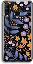 Case Company® - Huawei P30 Lite hoesje - Flowers with blue leaves - Soft Cover Telefoonhoesje - Bescherming aan alle Kanten en Schermrand
