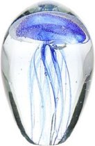 Presse Papier, JellyFish, inktvis blauw, glas. Ø 7 cm, Hoogte 11 cm