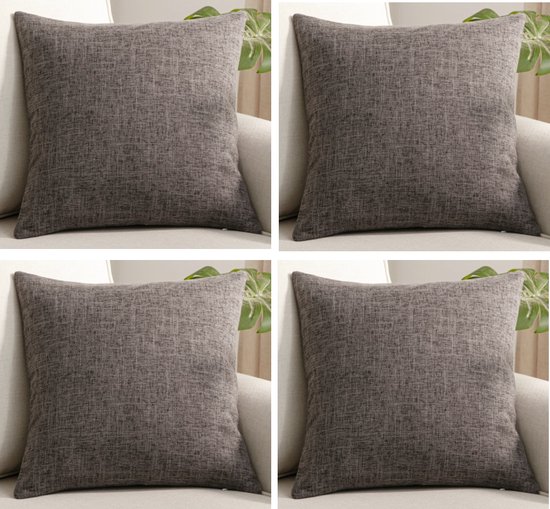 Kussenhoes - Kussenhoes Vierkantjes - Pillow cover - 45 x 45cm - DonkerGrijs - 4Stuks