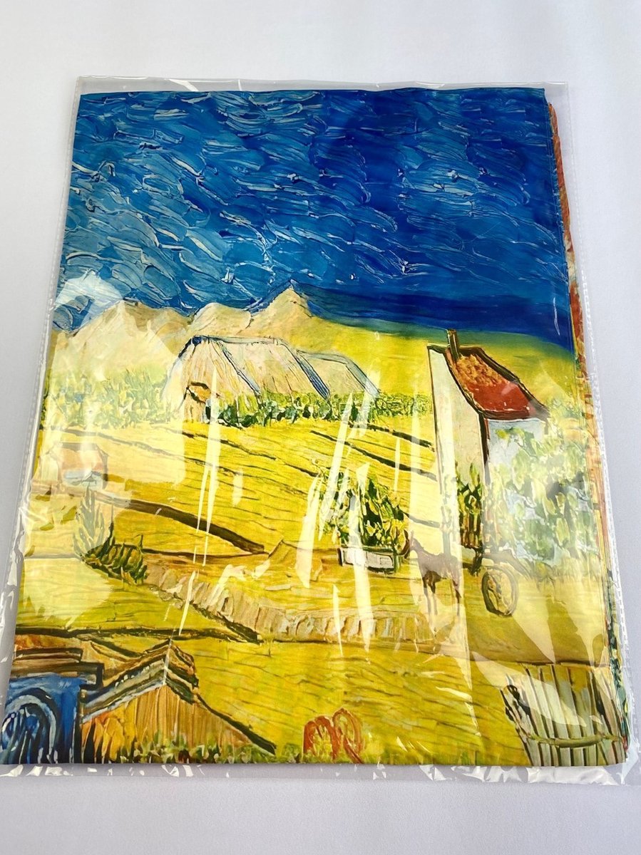 Dames sjaal Vincent van Gogh De oogst (La moisson) 2 kanten print van glad materiaal