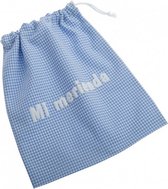 lunchzakje 25 x 30 cm katoen blauw/wit