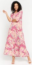 LOLALIZA Maxi bloemenjurk - Fuchsia - Maat 40