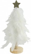 kerstboom Gwyn 10 x 27,5 cm hout/textiel wit