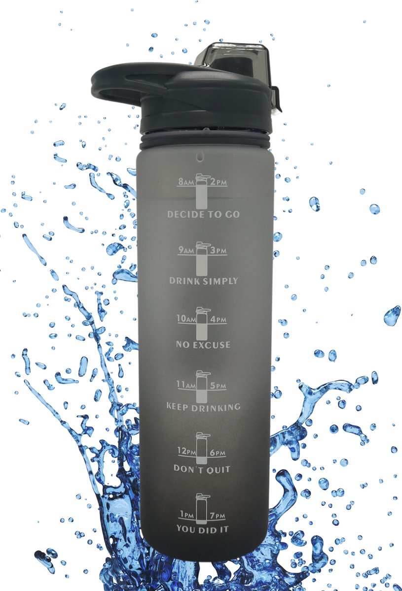Bouteille d'Eau Motivationnelle avec Heures de Boisson, Marqueur de