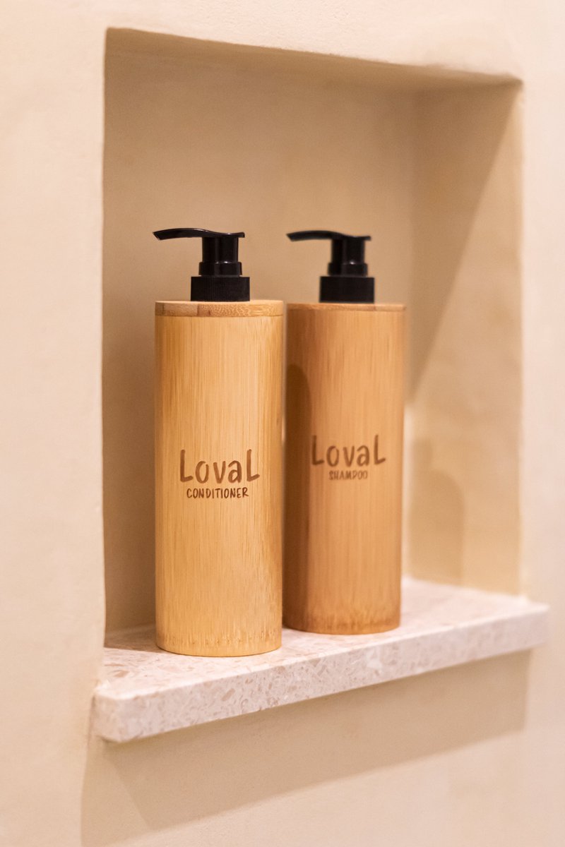 Loval - Conditioner dispenser met pomp - Bamboe - 200ML
