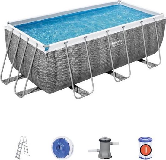 Bestway Power Steel Ratán buisvormig bovengronds zwembad 412x201x122 cm