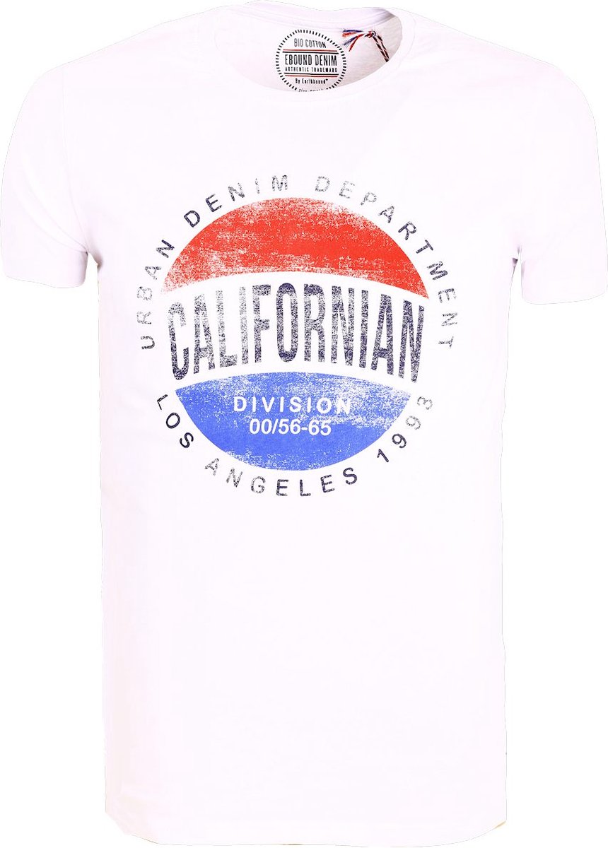 T-shirt Ronde Hals Wit Bio Katoen California E-Bound 150345 - XXL