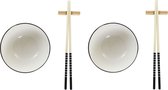 6-delige sushi serveer set aardewerk voor 2 personen wit - Sushi servies