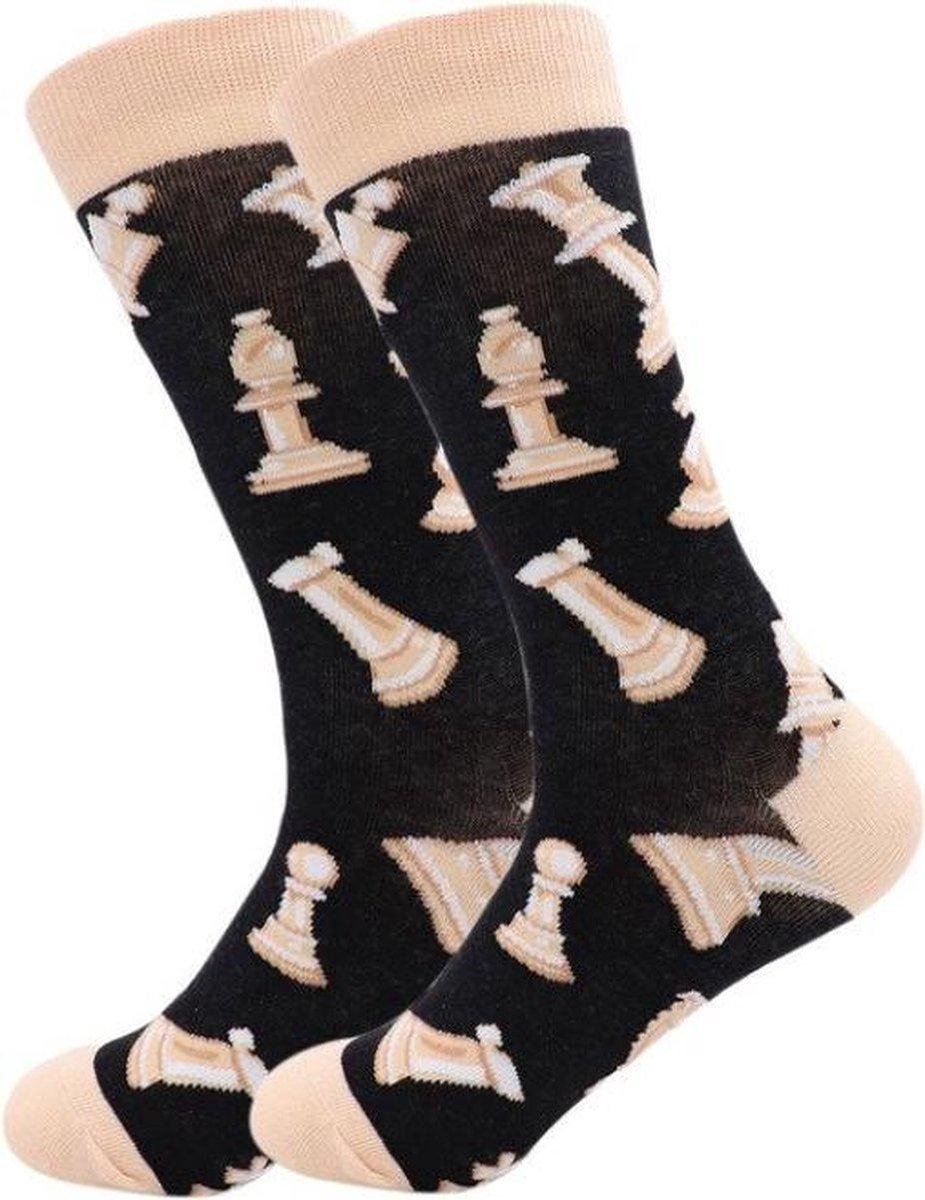 Winkrs - Schaak Sokken - Grappige Sokken Unisex met Schaakstukken - Maat 37-42