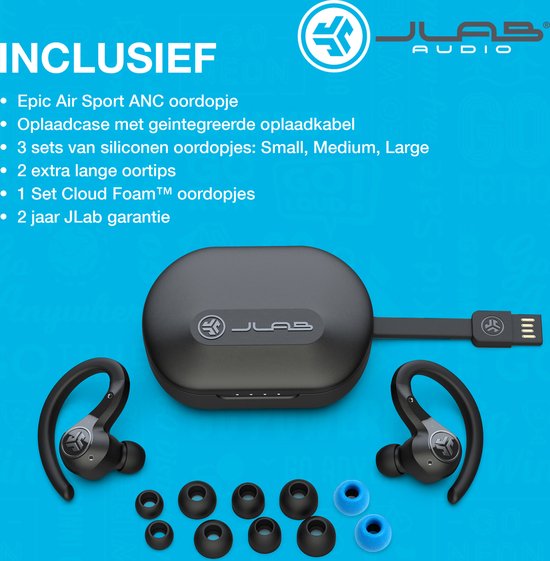 JLab Epic Air Sport Écouteurs Sans fil Crochets auriculaires, Ecouteurs  Sports