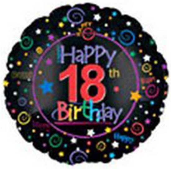 Helium Ballon Versturen ‘Happy 18th birthday’ - Gevuld met Helium | Boombie© | Verstuurd in sierlijke doos! | Folie Ballon | Verjaardag | 18 jaar