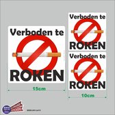 Verboden te roken set van 3 stickers