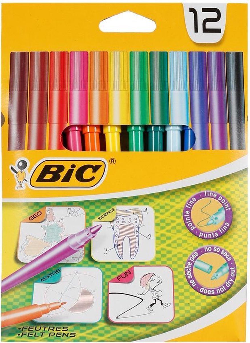12 BIC Kleurstiften - Viltstiften - BIC
